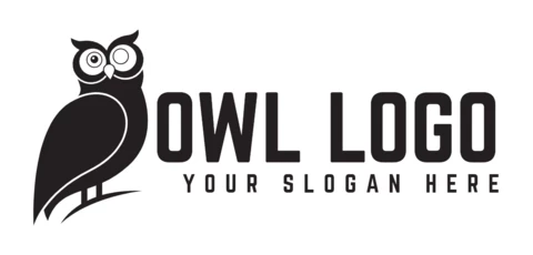 Owl Logo Design Template Black