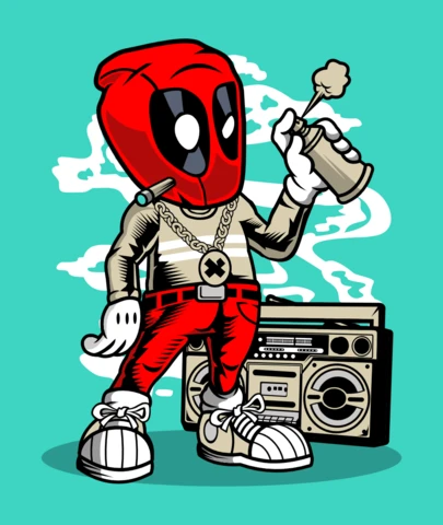 Deadpool Boombox Pop Culture T-Shirt Design Template