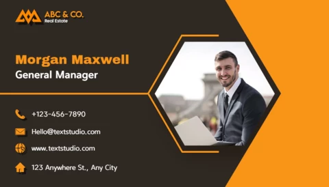 Black and Orange Modern Professional Business Card