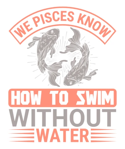Pisces Zodiac Design Template: Artistic Koi Fish Illustration with Playful Typography