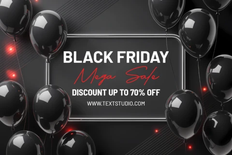 Elegant Black Friday Sale Template with Balloons for Promotional Flyers