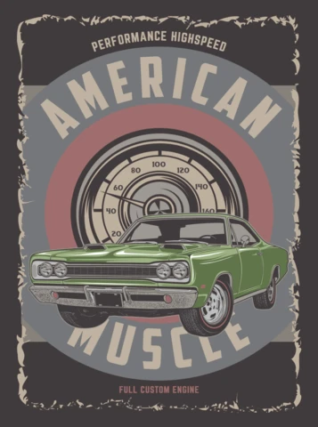 American Muscle Car Retro Poster Design Template