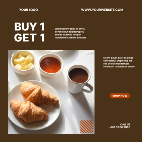 Compre 1 e leve 1 modelo de design de postagem do Instagram para promoção de café