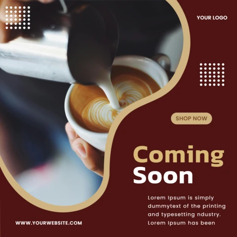Coming Soon Coffee Promotional Social Media Post Design Template