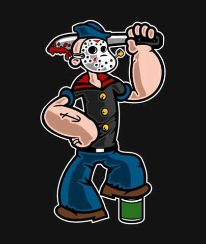 Murderer Popeye Jason Voorhees Comic Caricature T-Shirt Design Template