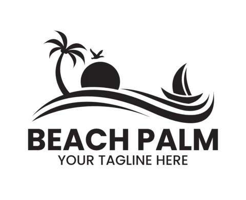 Beach Palm Logo Design Template