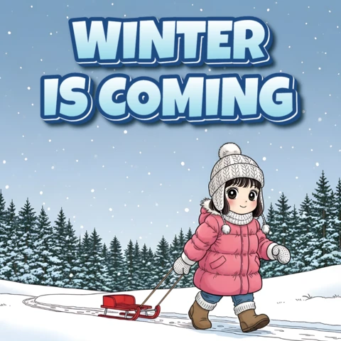 Winter Wonderland Design Template for Kids' Apparel Featuring Sledding Girl