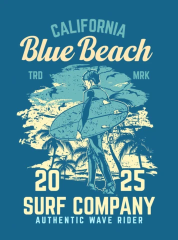 Man with Surfing Board T-shirt Design Template