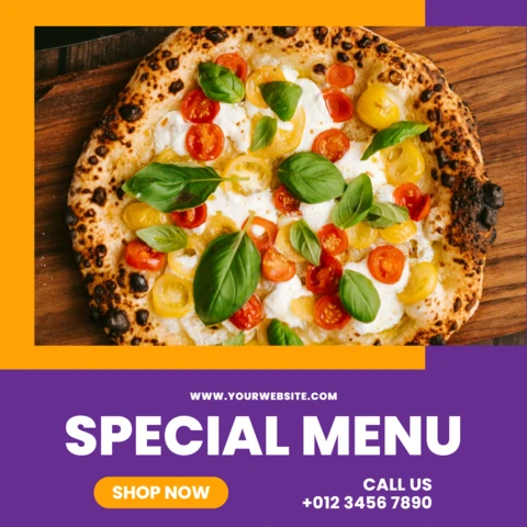 Dashing Purple Restaurant Ad Social Media Post Design Template