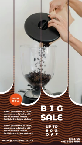 Gran venta cafetería instagram historia post plantilla de diseño