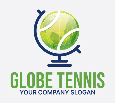 Globe Tennis Colorful Logo Design Template