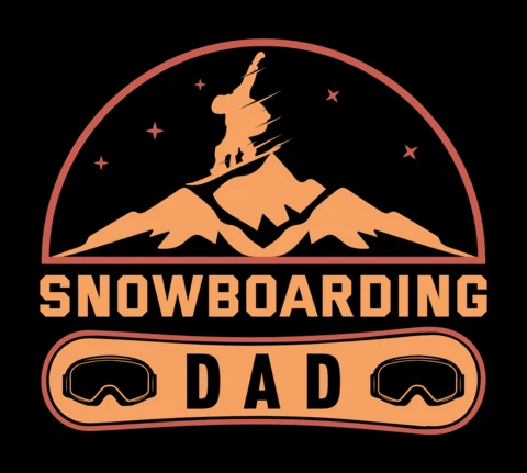 Modelo de design de camiseta de pai de snowboarding