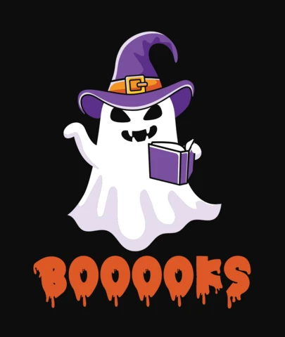 Ghost Reading Books Halloween T-Shirt Design