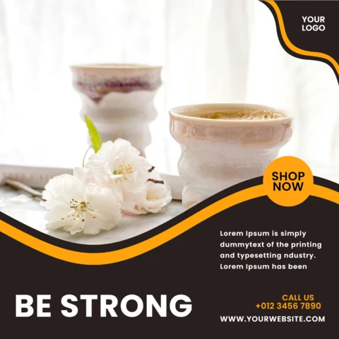 Be strong coffee shop social media post design template