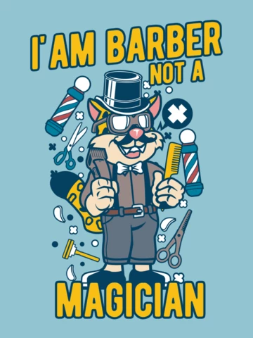 Modelo de design de camiseta de personagem de barbearia com gato