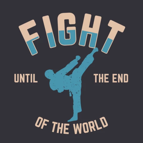 Man Doing His Kick Karate Vintage T-shirt Design Template