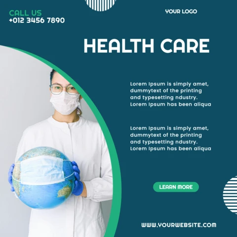 Blue Curve Recognizable Promotional Social Media Post Design Template