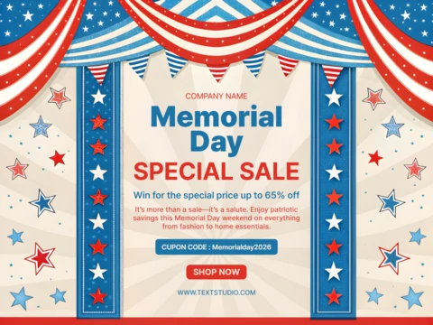 Patriotic Memorial Day Sale Template - Festive Design for Promotional Events