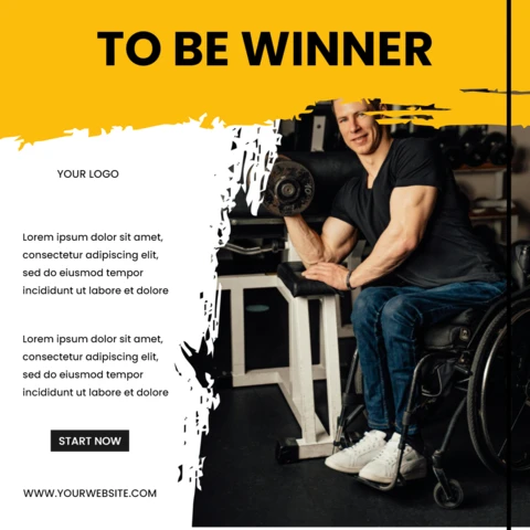 Modelo de design de postagem minimalista para instagram da academia Be winner