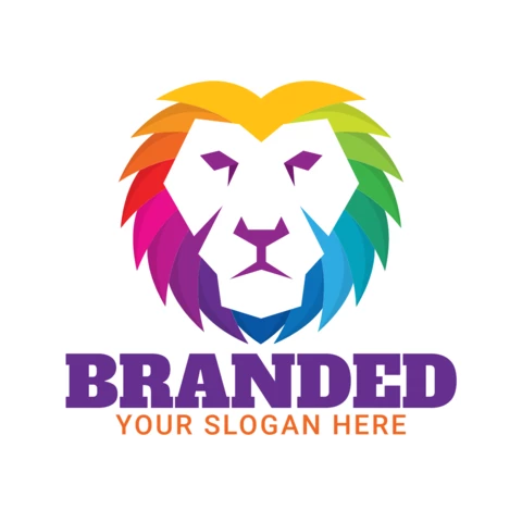 Abstract Colorful Lion Head Logo Design Template