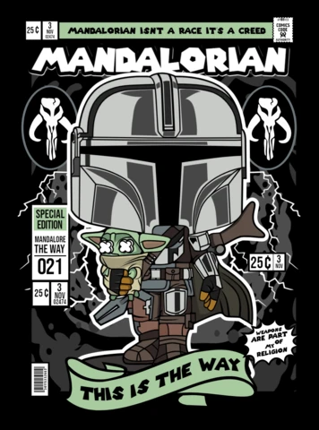 Modèle de couverture de magazine pour le personnage de bande dessinée Mandalorian