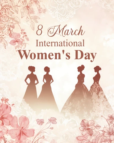 Elegant Women's Day Celebration Template with Baroque Poetic Design for March 8th