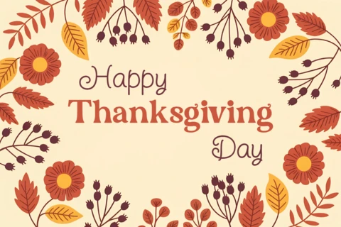 Thanksgiving Floral Design Template for Greeting Cards