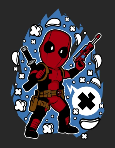 Deadpool personaje de dibujos animados cultura pop plantilla de diseño de la camiseta