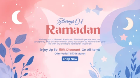 Ramadan Blessings Design Template: Elegant Pastel Style for Festive Promotions