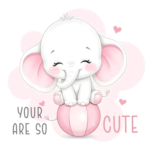 Cuddly Baby Elephant Cartoon Greeting Card Template