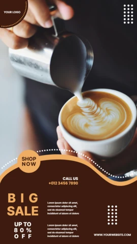 Plantilla de diseño para publicación de historias de Instagram de café barista