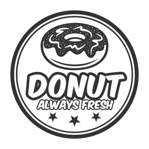 Modèle de logo de donut frais noir