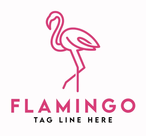 Line Art Flamingo Logo Design Template