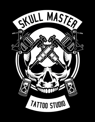 Skull Master Tattoo Studio T-shirt Design Template