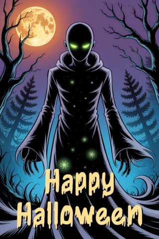 Spooky Halloween Design Template with Mysterious Figure for Posters