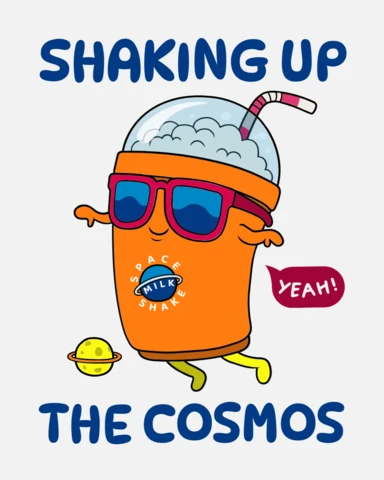 Kosmische Cartoon-Designvorlage: Aufrütteln des Kosmos