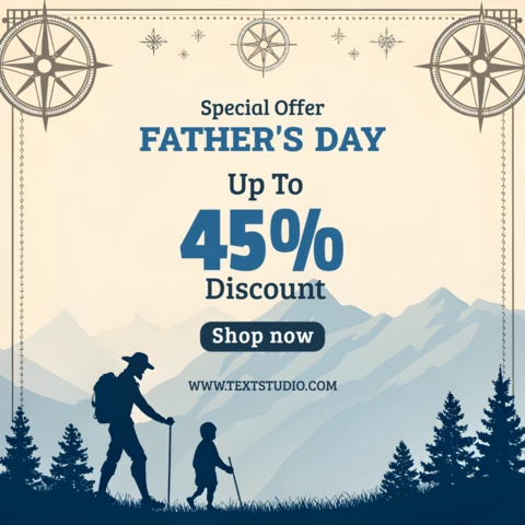 Adventure-Themed Father's Day Sale Template Design with Nature Elements