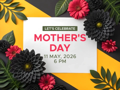 Floral Mother's Day Celebration Template Design with Modern Graphic Elements