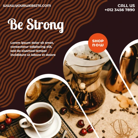Be strong coffee shop social media post design template