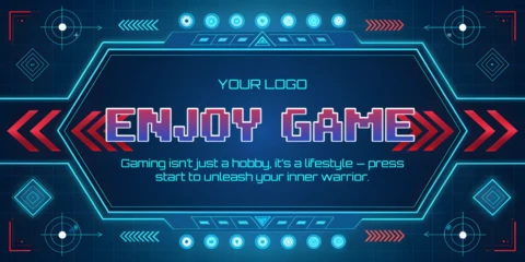 Futuristic Gaming Design Template with Neon Elements