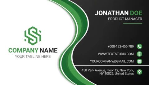 Professional Business Card Sleek Green & Black Theme for Corporate Branding Design Template