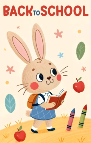 Back to School Bunny Design Template for Kids Educational Posters