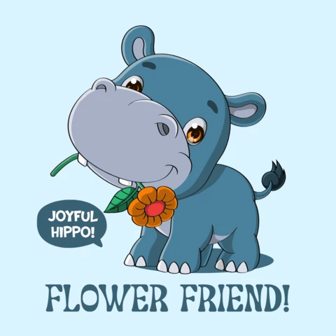 Joyful Hippopotamus Cartoon Design Template for Kids' Artwork