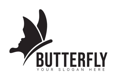 Butterfly Logo Design Template Black