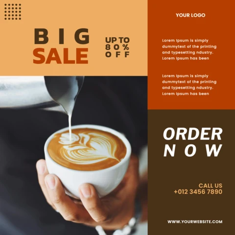 Big Sale Coffee Shop Social Media Post Design Template