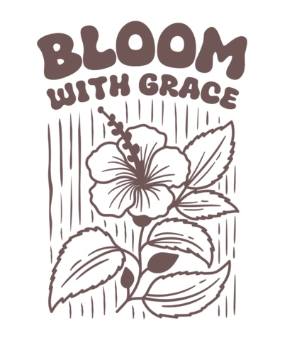 Ilustración inspiradora de flor de hibisco que florece con gracia para plantilla de diseño de camiseta positiva.