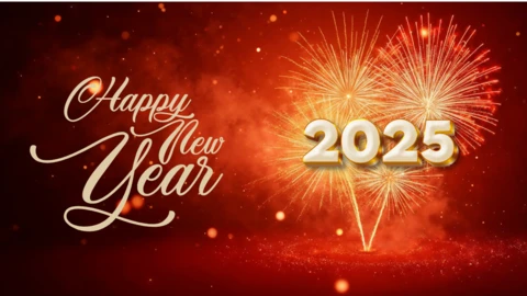 Feuerwerk auf rotem Teppich frohes neues Jahr Einladung Designvorlage