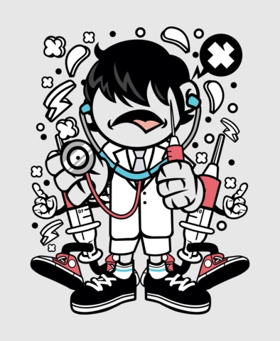 Doctor Cartoon Character T-shirt Design Template