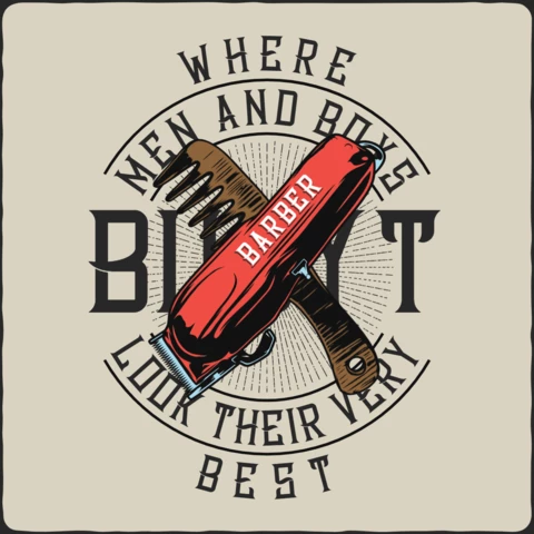 Modelo de design de camiseta de barbearia