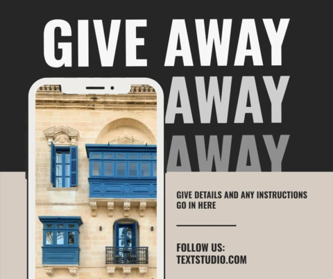 Elegante Werbegeschenk Ankündigung mit blauem Balkon Instagram Post Design Vorlage